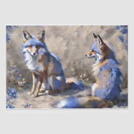 Seda Papel de Tecido Decoupage Duas Raposas