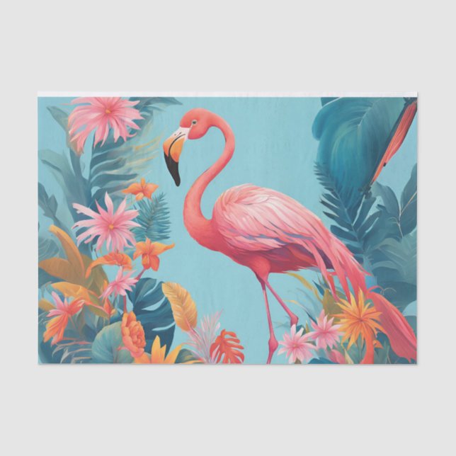 Seda Papel de Tecido Decoupage Flamingo Fabuloso (Frente )