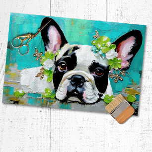 Seda Papel de Tecido Decoupage French Bulldog Frenchie