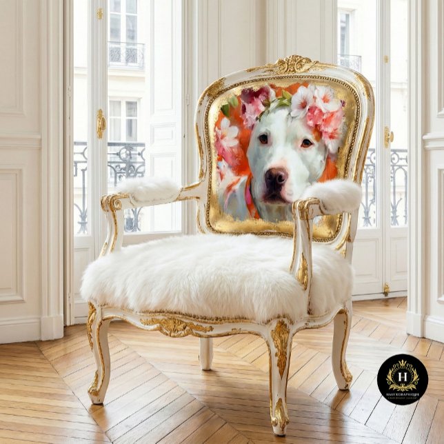 Seda Papel de Tecido Decoupage Pit Bull Coroa Floral (Criador carregado)
