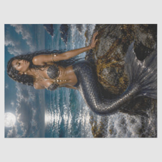 Seda Papel de Tecido Decoupage Sereia ao Luar | Escuro