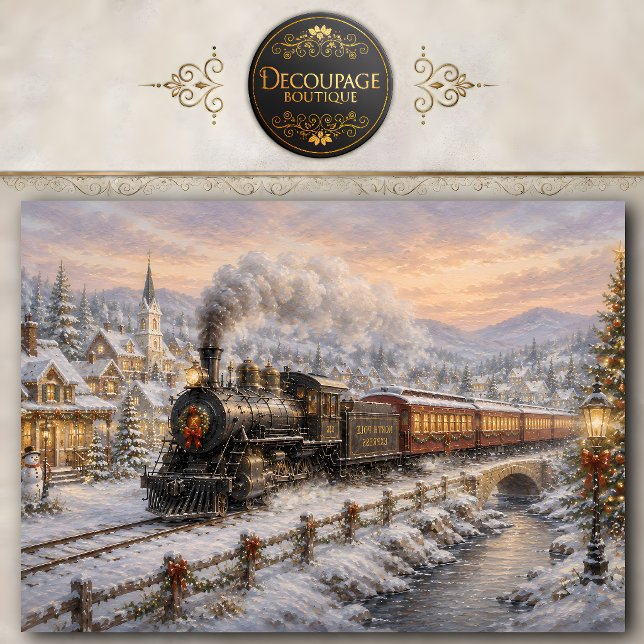 Seda Papel de Tecido Decoupage Trem de Natal (Christmas Train Decoupage Tissue Paper)