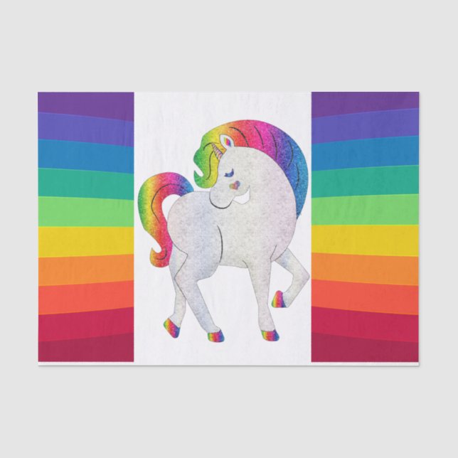 Seda Papel de Tecido Decoupage Unicórnio Arco-íris (Frente )