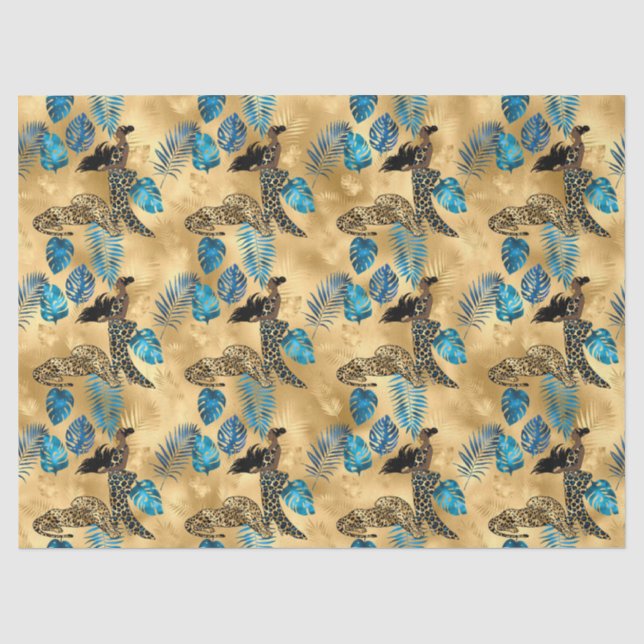 Seda Papel de Tecido Design 7 da Série Leopardo Azul e  (Frente )