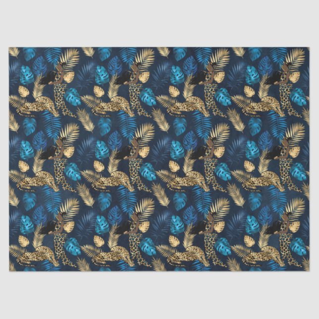Seda Papel de Tecido Design 8 da Série Leopardo Azul e  (Frente )
