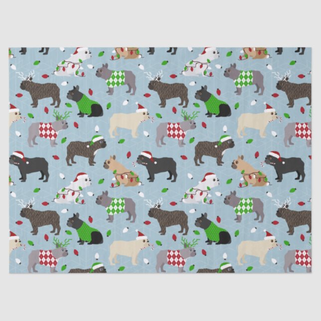 Seda Papel de Tecido do Buldogue Francês de Natal (Frente )