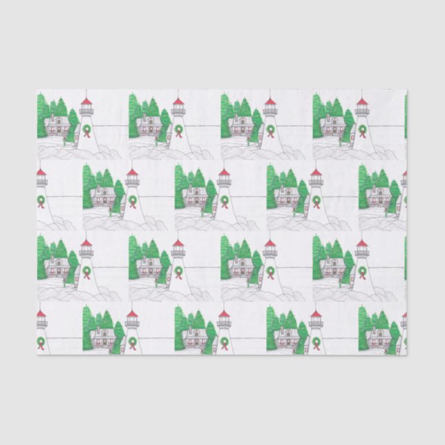 Seda Papel de tecido do farol de Natal (Frente )