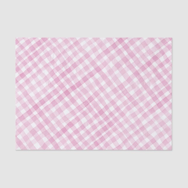 Seda Papel de Tecido do Partido Gingham, Cor de Água Ro (Frente )