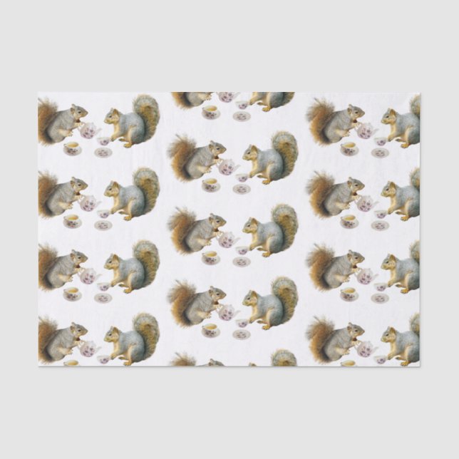 Seda Papel de Tecido do Tea Party Squirreles (Frente )