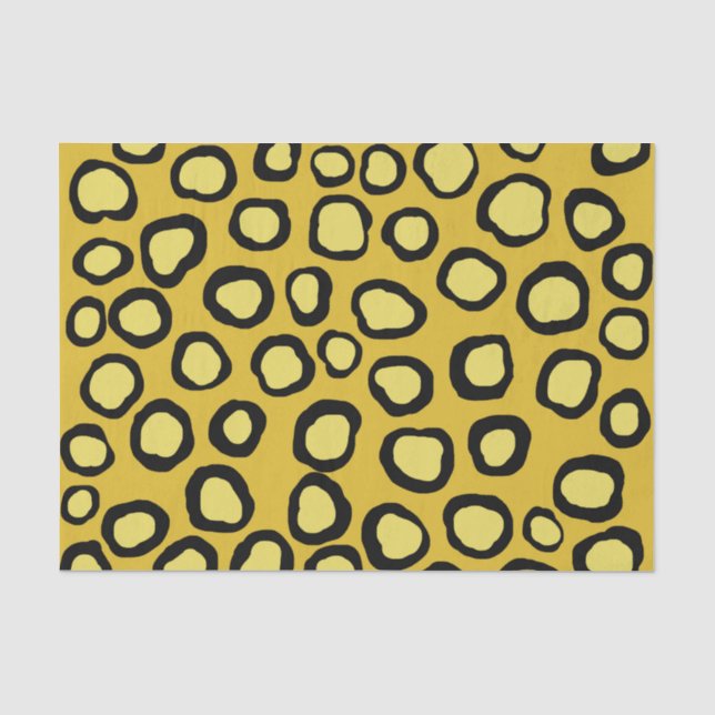 Seda Papel de Tecido Dourado Amarelo Chita Preto (Frente )