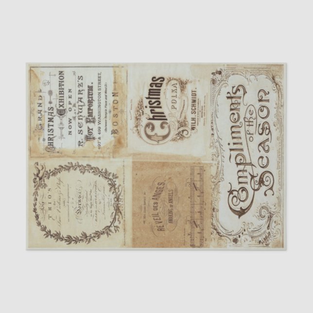 Seda Papel de Tecido Ephemera de Natal (Frente )