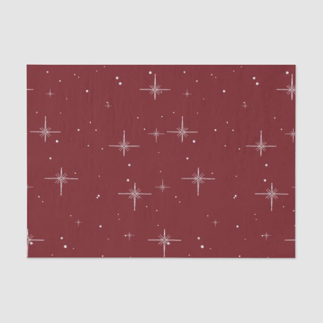 Seda Papel de Tecido Feriado Estrelado - Vermelho com E (Frente )