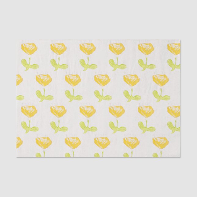 Seda Papel de Tecido Flor Amarelo (Frente )