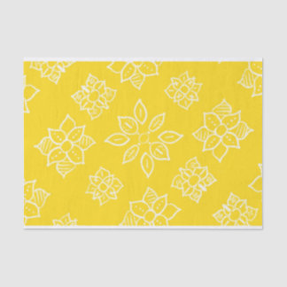 Seda Papel De Tecido Floral Amarelo-Batik