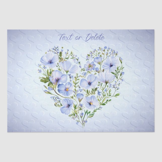 Seda Papel de Tecido Floral Azul (Frente )