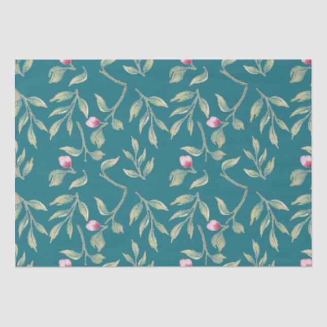 Seda Papel de Tecido Floral Azul do Porto (Frente )