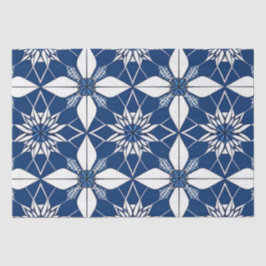 Seda Papel de Tecido Floral Branco Azul-Arte AI