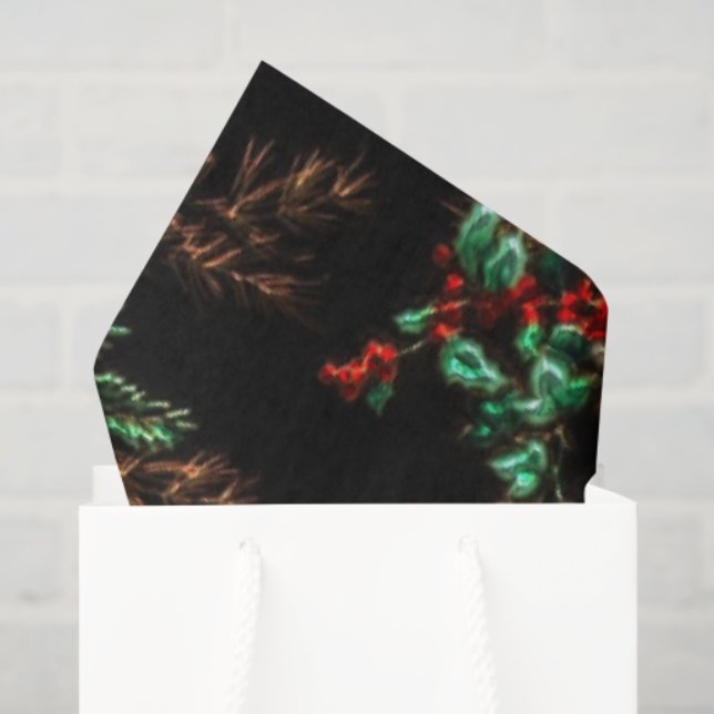 Seda Papel de tecido floral de Natal divertido (Sacola de presentes)