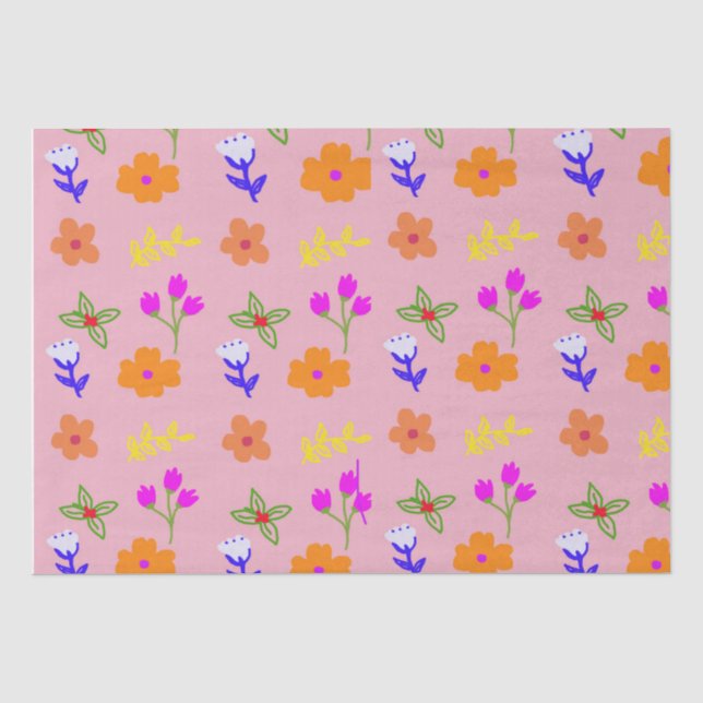 Seda Papel De Tecido Floral Elegante - Flor Desenhado À (Frente )