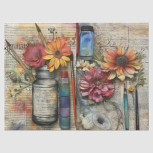 Seda Papel de Tecido Floral inspirado em Artes e Artesa