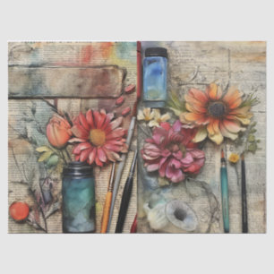 Seda Papel de Tecido Floral inspirado em Artes e Artesa