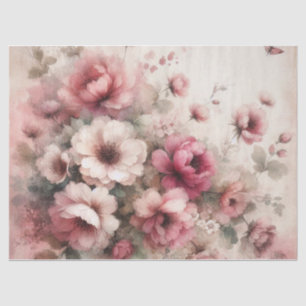 Seda Papel de Tecido Floral Inspirado na Vintagem Rosa