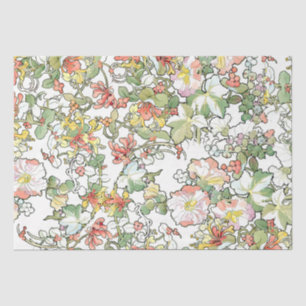 Seda Papel de Tecido Floral Mucha Art Nouveau Hollyhock