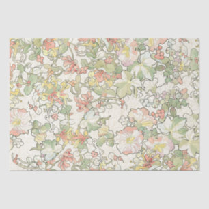 Seda Papel de Tecido Floral Mucha Art Nouveau Hollyhock