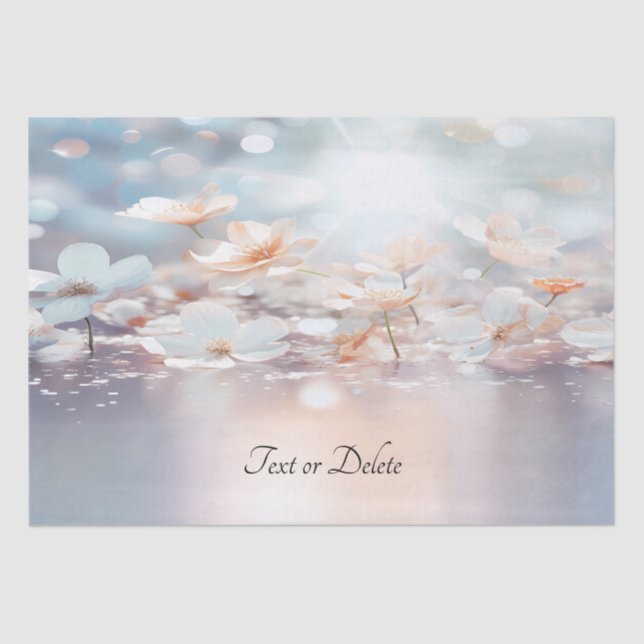 Seda Papel de Tecido Floral Pêssego Branco (Frente )