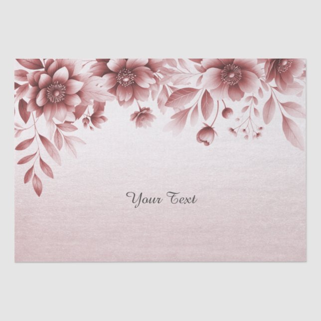 Seda Papel de Tecido Floral Rosa Empoeirado (Frente )