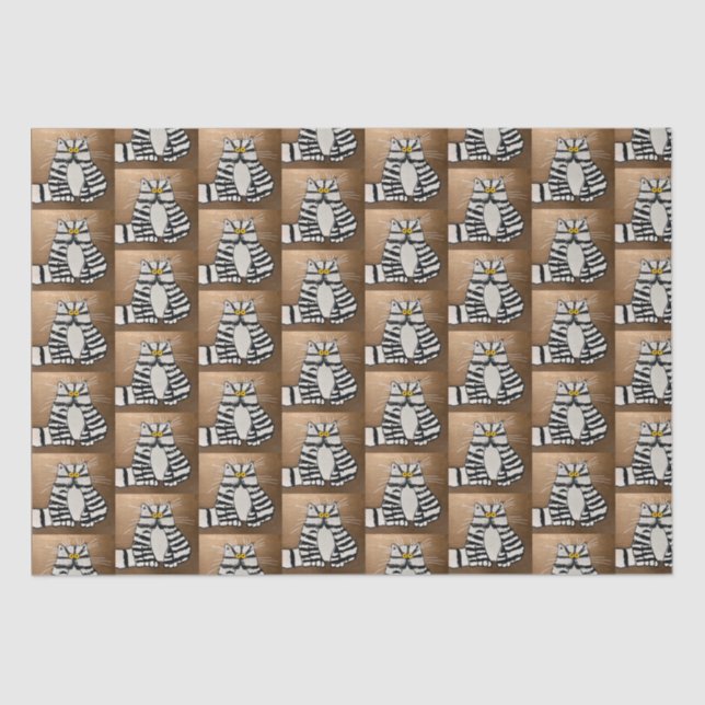 Seda Papel de Tecido Gato do Botero (Frente )