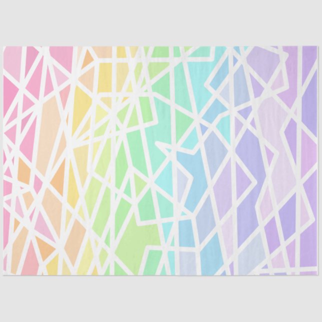 Seda Papel de Tecido Geométrico com Gradação Arco-Íris (Frente )