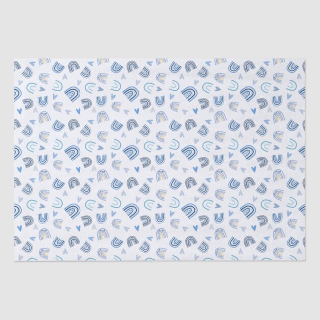 Seda Papel de Tecido Gift do Tema Arco-Íris Blue Boho (Frente )