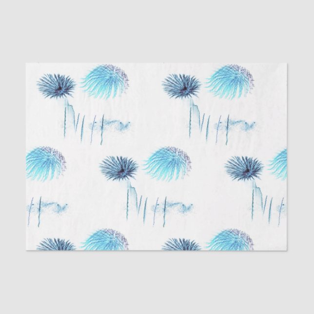 Seda Papel de Tecido Impressão de Fio Azul Fiesta (Frente )