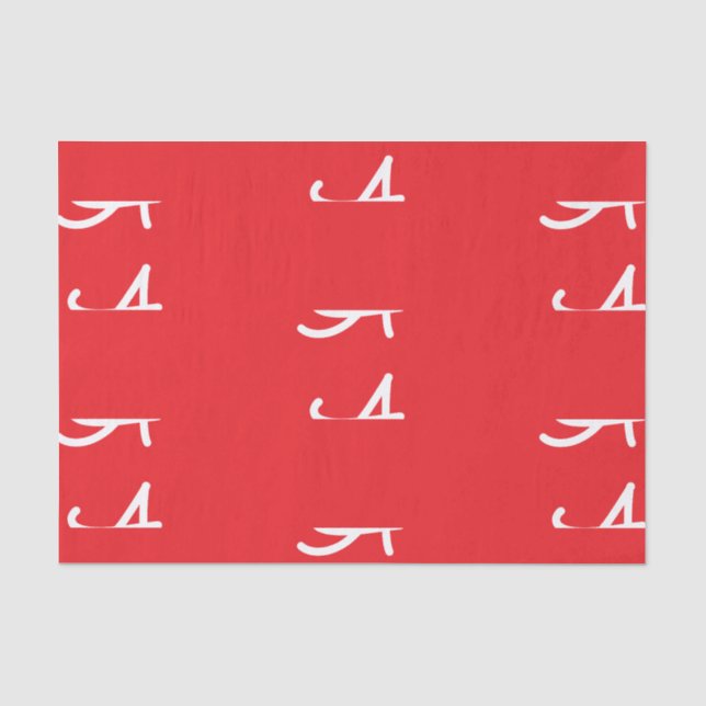 Seda Papel de Tecido Inicial Personalizado em Vermelho  (Frente )