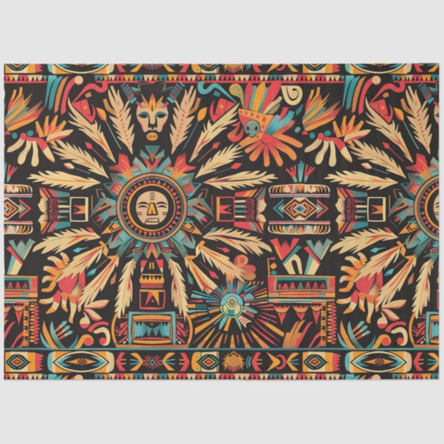 Seda Papel de Tecido Luxo "Aztec Dream" de Teal Radiant (Frente )