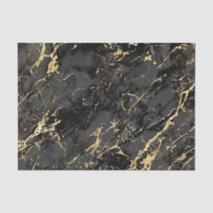 Seda Papel de Tecido Marble Preto e Dourado