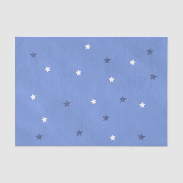 Seda Papel de Tecido Misturado de Estrelas Azuis e Bran (Frente )