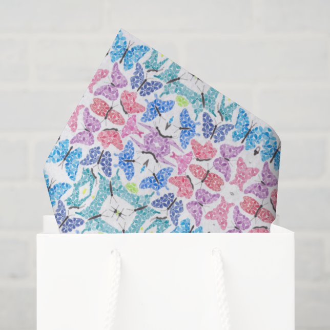 Seda Papel de Tecido Mosaico de Borboleta (Sacola de presentes)