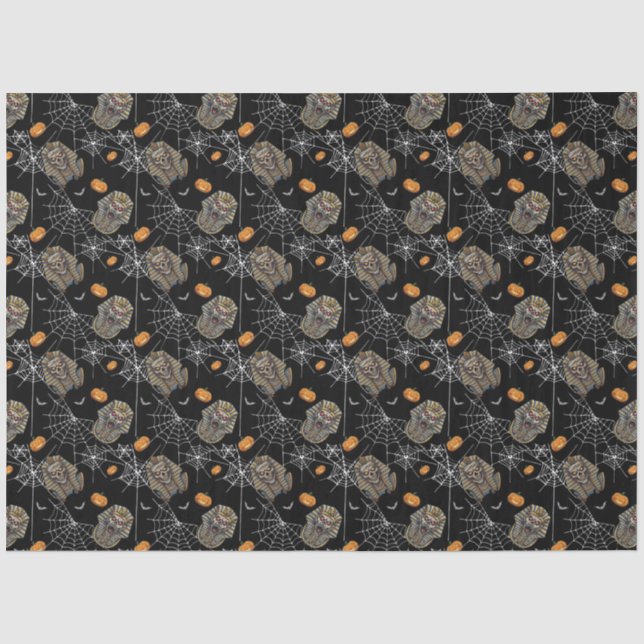 Seda 🖤 Papel de Tecido Mummy Preto - Faraó 🎃 👑 (Frente )