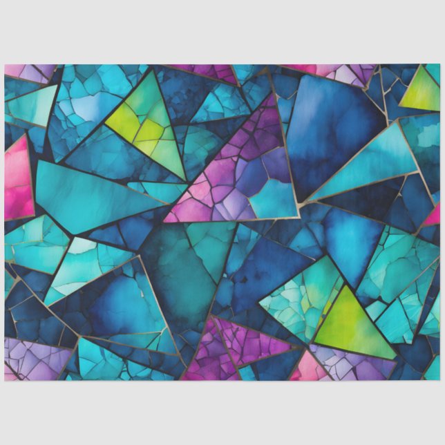Seda Papel de tecido musácico de vidro colorido (Frente )