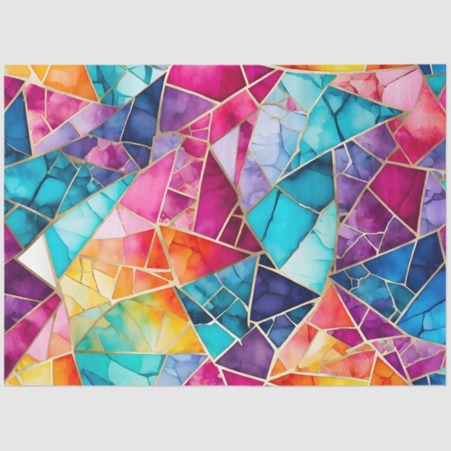 Seda Papel de tecido musácico de vidro colorido (Frente )