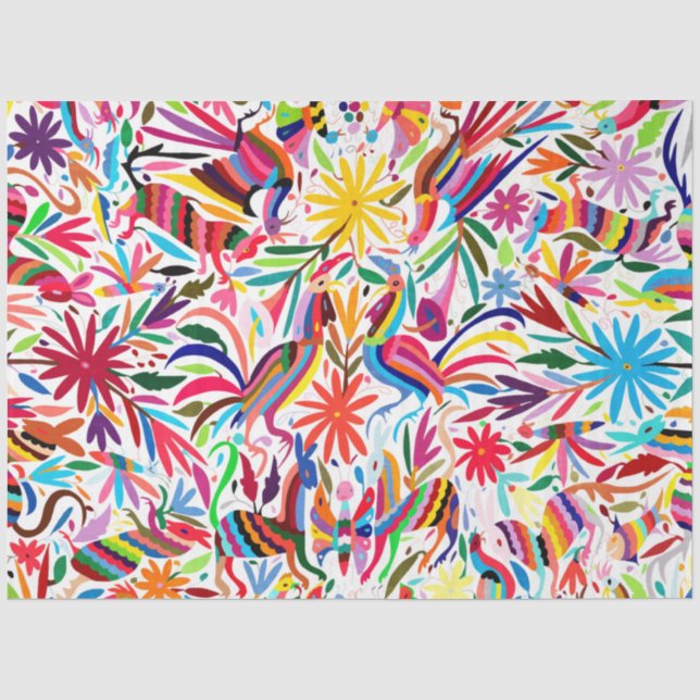 Seda Papel de Tecido Otomi Impressão Colorido (Frente )