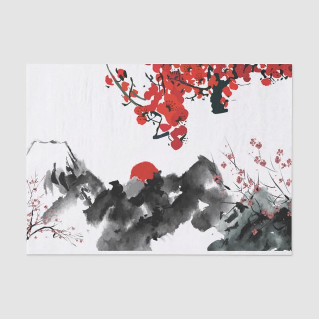 Seda Papel de Tecido Paisagem Japonês (Frente )