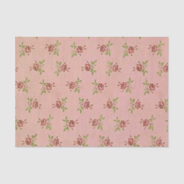 Seda Papel de Tecido para Colagem Floral, rosa, cor-de- (Frente )