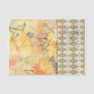 Seda Papel de Tecido para Decoupage Botânico Prado das 