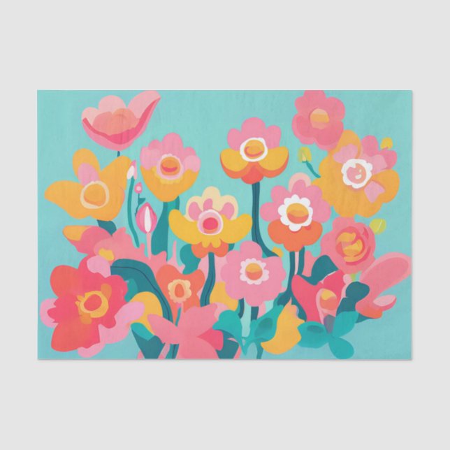Seda Papel de Tecido para Desligar Flores Brilhantes Fe (Frente )