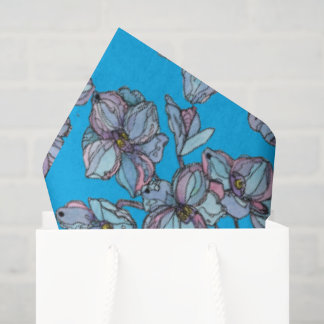Seda Papel de Tecido para Festa - Delphiniums Abstratos