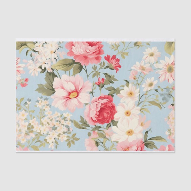 Seda Papel de Tecido para Jardins Flores do País Inglês (Frente )