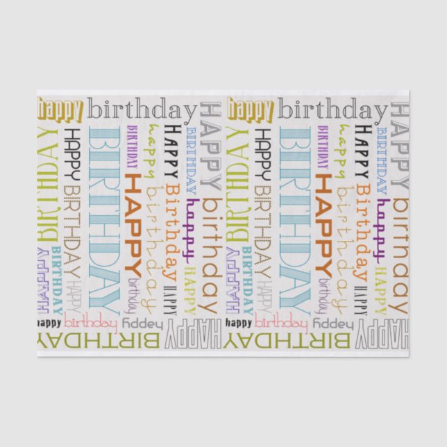 Seda Papel de Tecido para Tipografia Feliz de Aniversár (Frente )
